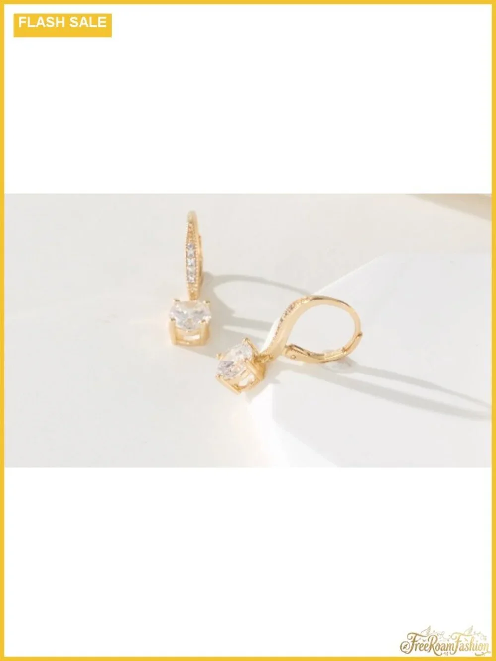 14k Gold Plated Dangle Earrings Cubic Zirconia Leverback Drop